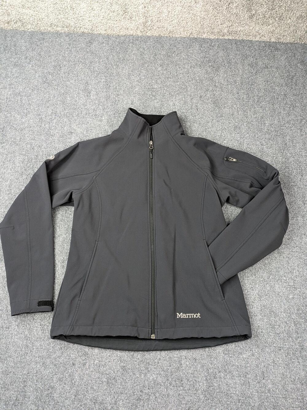 Marmot Jacket Womens Large Black Softshell Full Zip Fleece Lined Hiking Outdoor